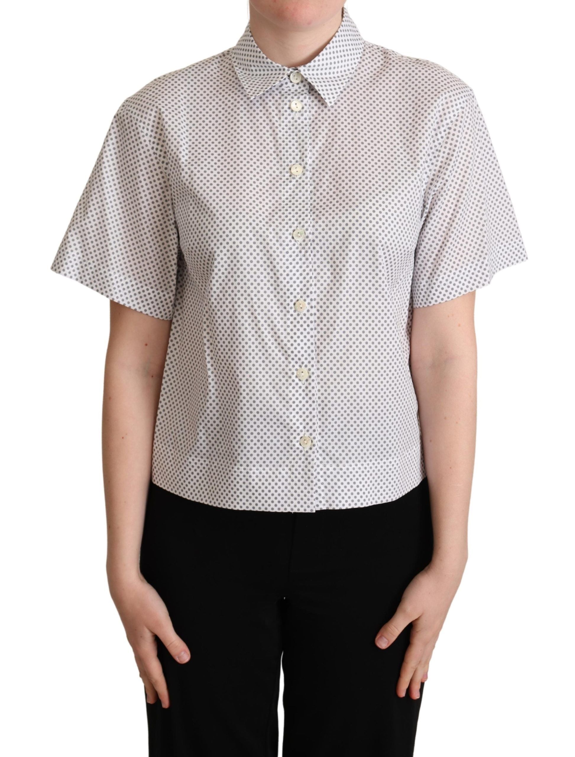 Polo à manches courtes à pois gris chic Dolce & Gabbana