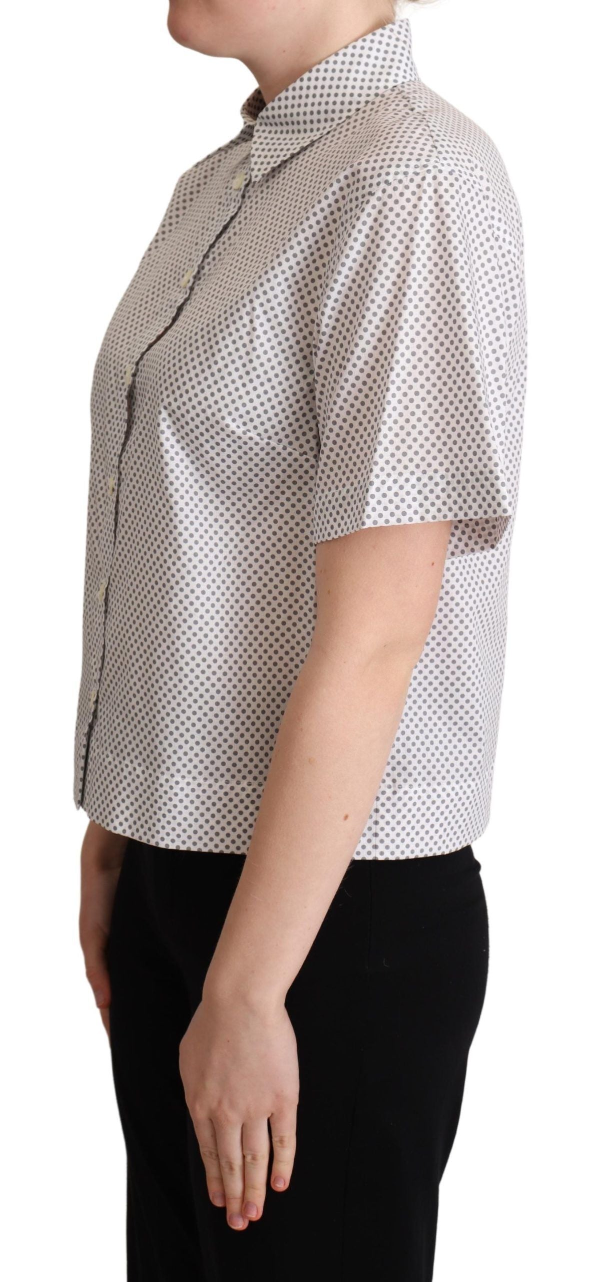 Polo à manches courtes à pois gris chic Dolce & Gabbana