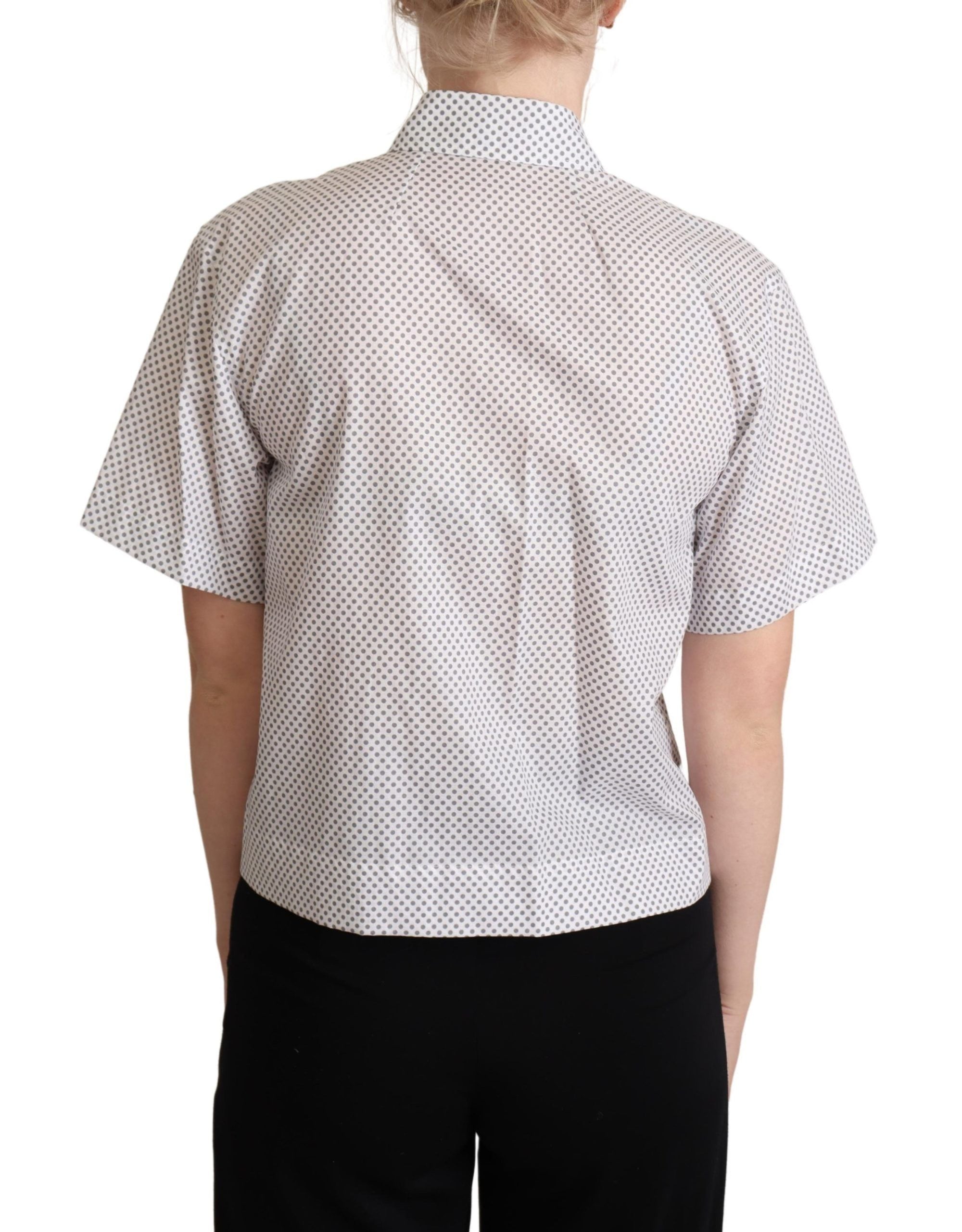Polo à manches courtes à pois gris chic Dolce & Gabbana