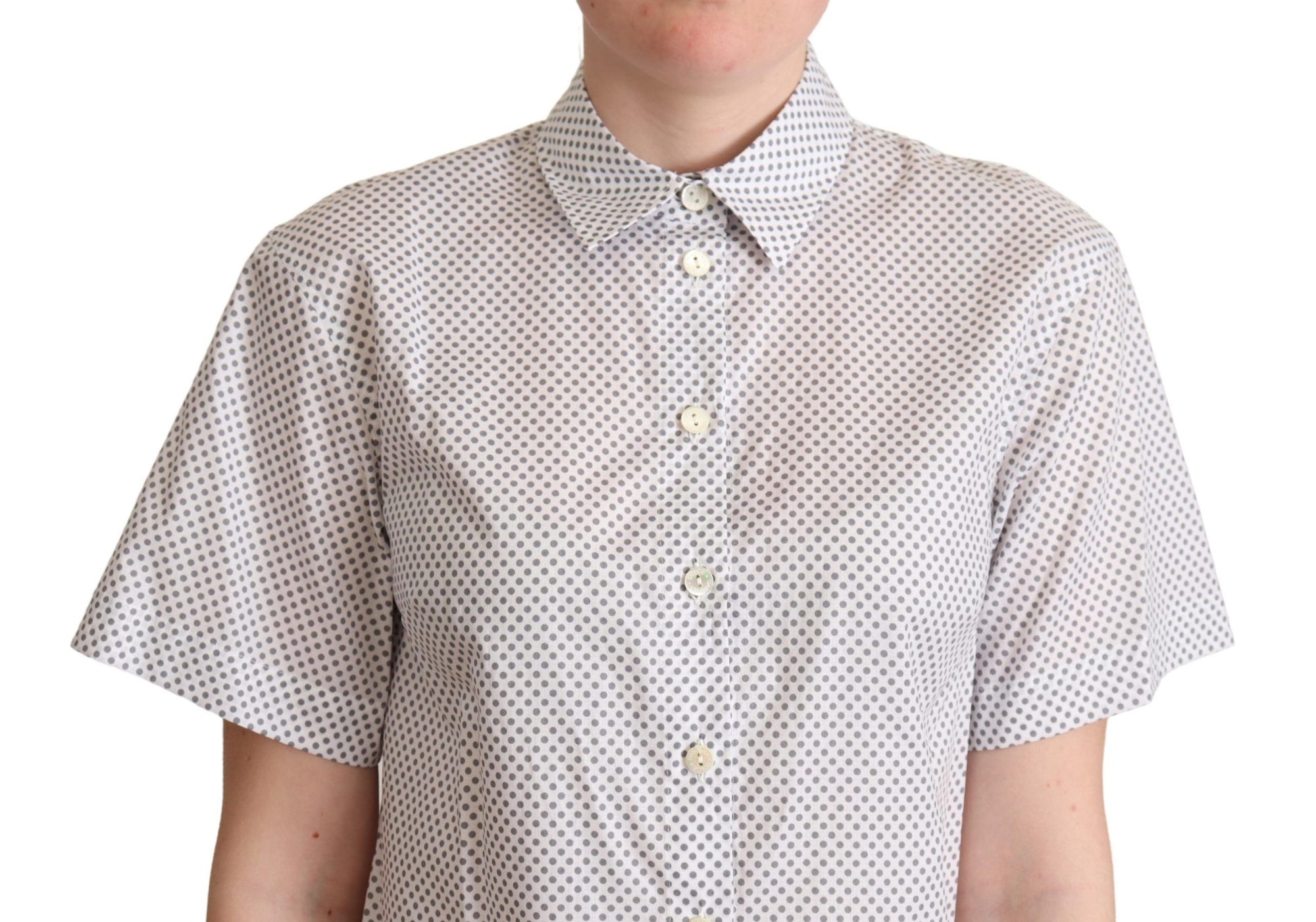 Polo à manches courtes à pois gris chic Dolce & Gabbana