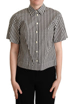 Polo élégant en coton à motifs noir et blanc Dolce & Gabbana