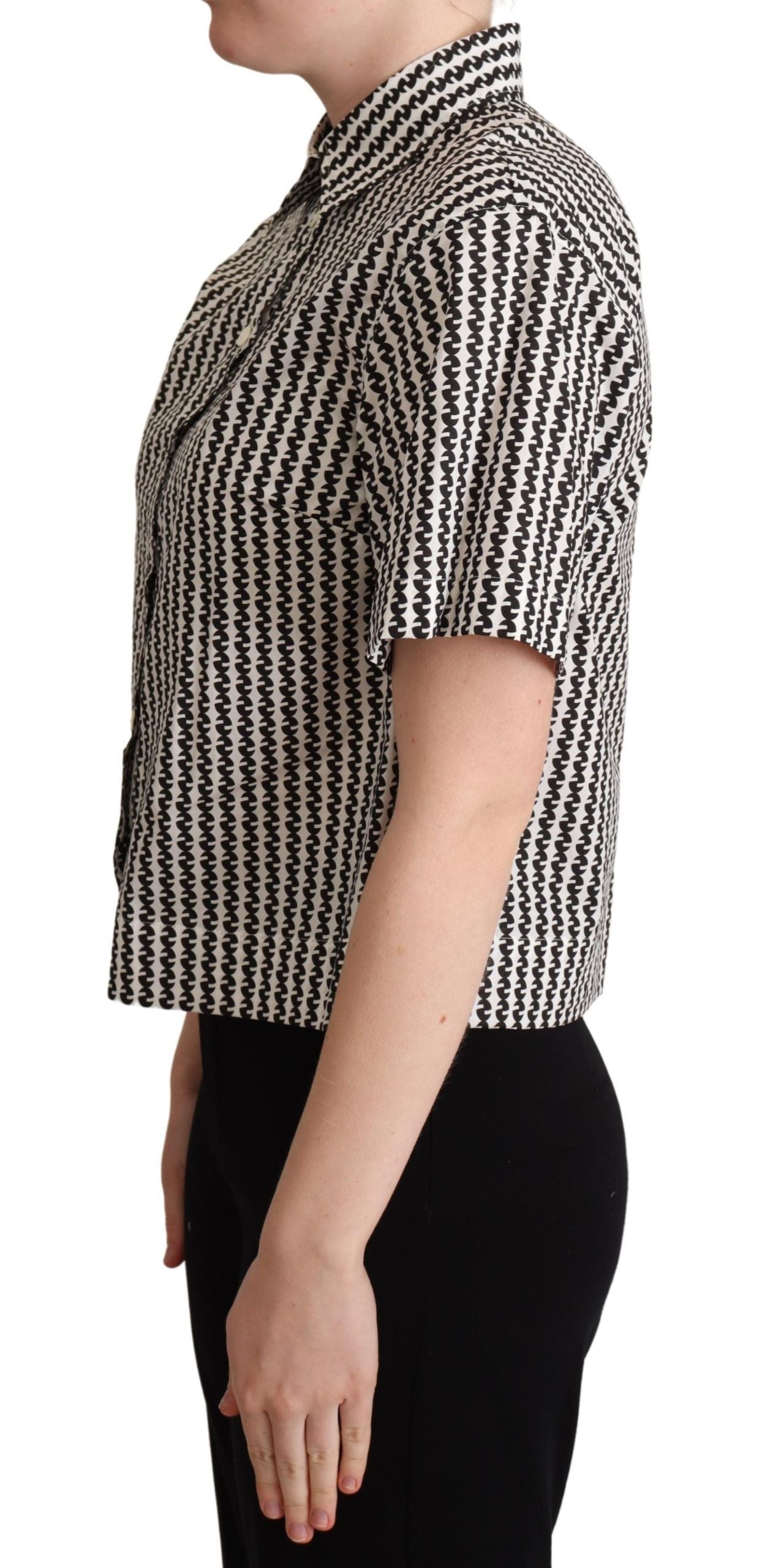 Polo élégant en coton à motifs noir et blanc Dolce & Gabbana