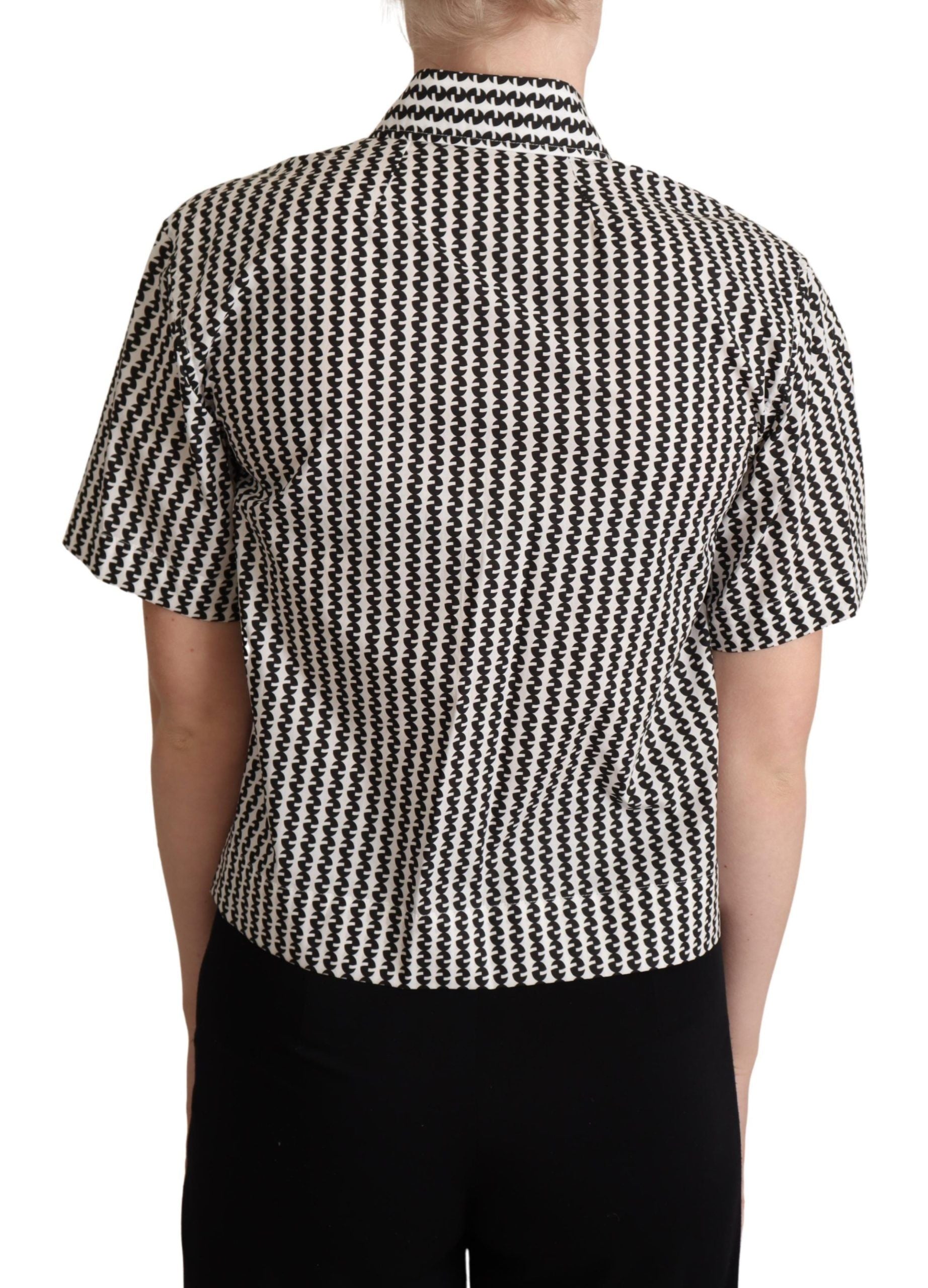 Polo élégant en coton à motifs noir et blanc Dolce & Gabbana