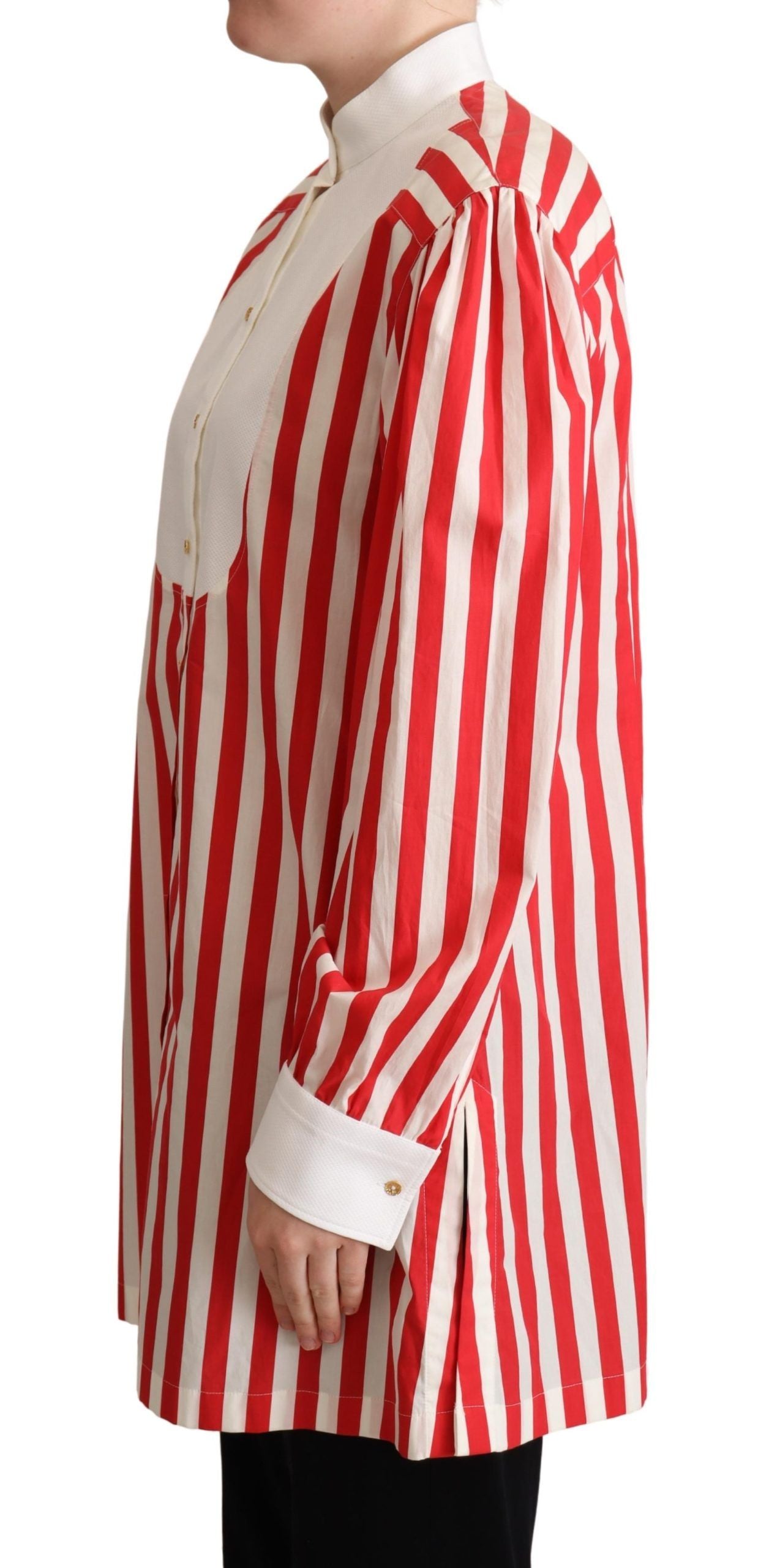 Polo élégant en coton à rayures rouges et blanches Dolce & Gabbana
