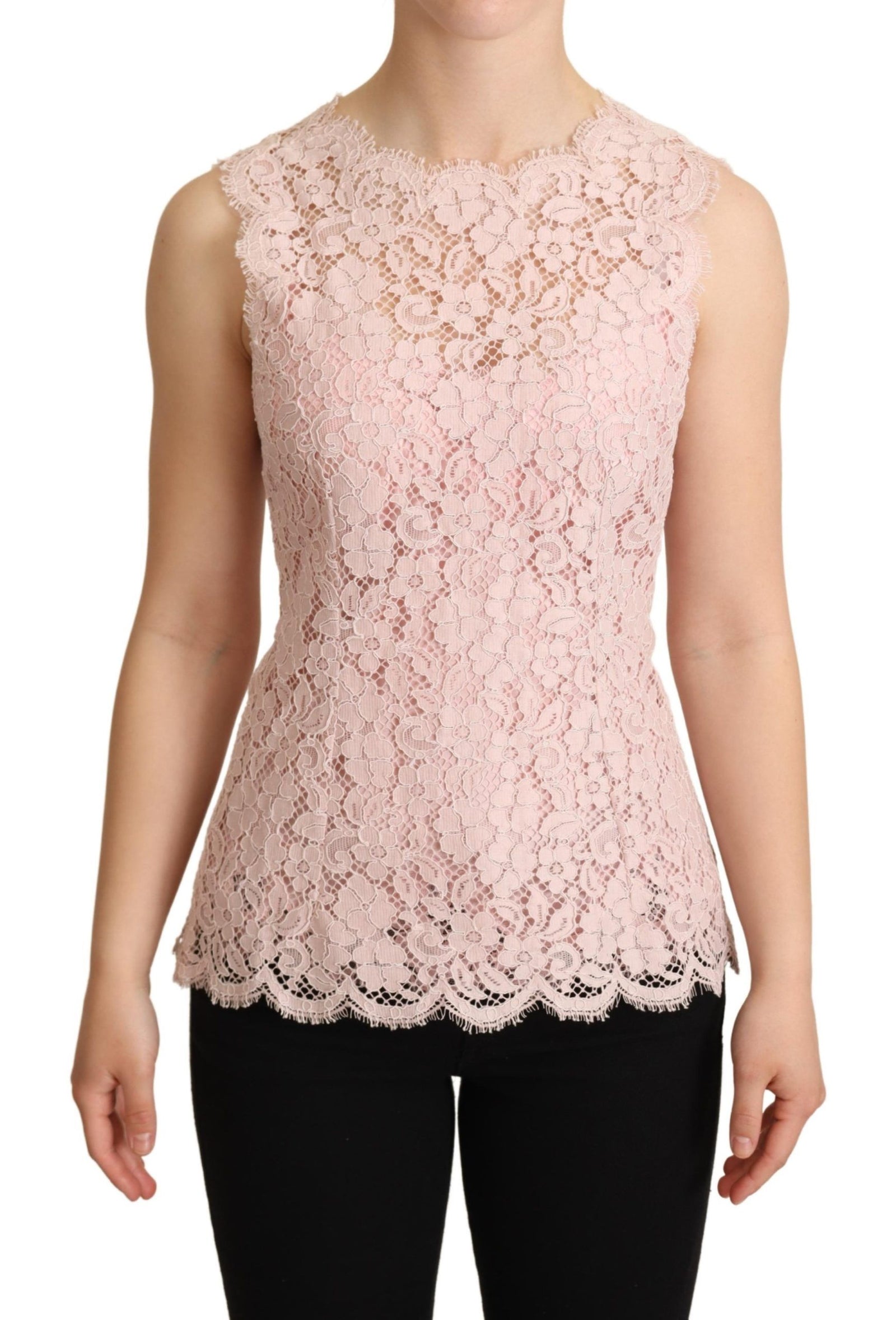 Dolce &amp; Gabbana - Chemisier élégant sans manches en dentelle rose