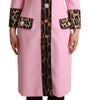 Dolce & Gabbana Pink Leopard Wool Trenchcoat Jacket