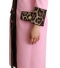 Dolce & Gabbana Pink Leopard Wool Trenchcoat Jacket