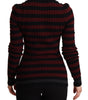 Dolce & Gabbana Black Red Striped Wool Pullover Sweater