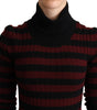Dolce & Gabbana Black Red Striped Wool Pullover Sweater