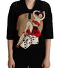 Dolce & Gabbana Black Embroidered Knitted Cotton Sweater