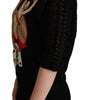 Dolce & Gabbana Black Embroidered Knitted Cotton Sweater
