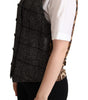 Dolce & Gabbana Gray Wool Leopard Print Waistcoat Vest