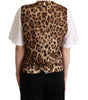 Dolce & Gabbana Gray Wool Leopard Print Waistcoat Vest