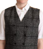 Dolce & Gabbana Gray Wool Leopard Print Waistcoat Vest