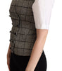 Dolce & Gabbana Gray Checkered Sleeveless Waistcoat Vest