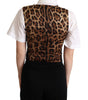 Dolce & Gabbana Black Striped Leopard Print Waistcoat Vest
