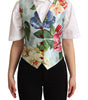 Dolce & Gabbana Mint Green Floral Silk Waistcoat Vest
