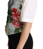 Dolce & Gabbana Mint Green Floral Silk Waistcoat Vest