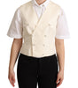 Dolce & Gabbana Beige Silk Sleeveless Waistcoat Vest