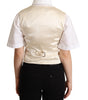 Dolce & Gabbana Beige Silk Sleeveless Waistcoat Vest