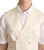 Dolce & Gabbana Beige Silk Sleeveless Waistcoat Vest