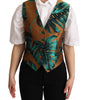 Dolce & Gabbana Green Jacquard Leaf Gold Waistcoat Vest