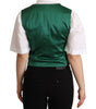 Dolce & Gabbana Green Jacquard Leaf Gold Waistcoat Vest