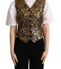 Dolce & Gabbana Black Gold Jacquard Silk Waistcoat Vest