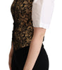 Dolce & Gabbana Black Gold Jacquard Silk Waistcoat Vest