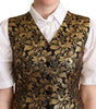 Dolce & Gabbana Black Gold Jacquard Silk Waistcoat Vest