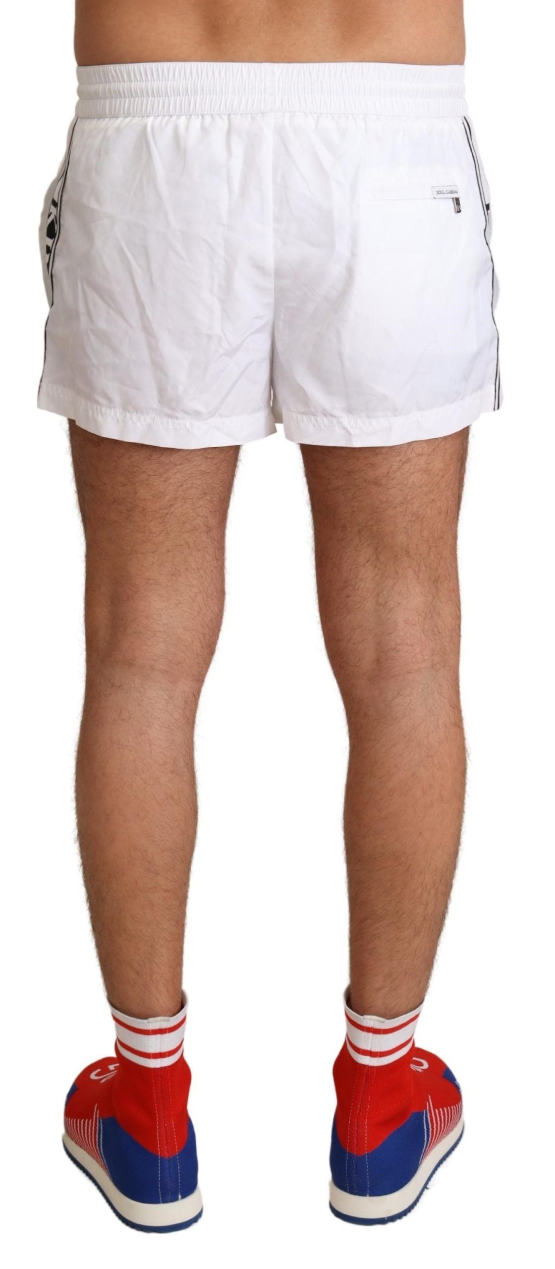 Maillot de bain élégant Dolce & Gabbana blanc à motif KING