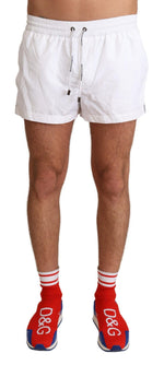 Maillot de bain élégant Dolce & Gabbana blanc à motif KING
