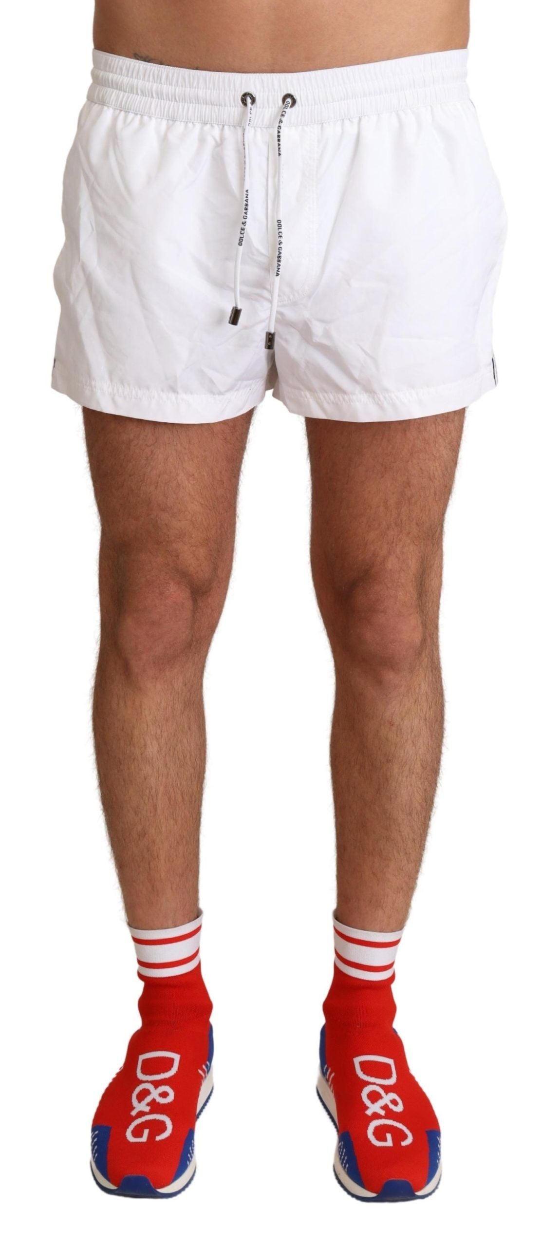 Maillot de bain élégant Dolce & Gabbana blanc à motif KING