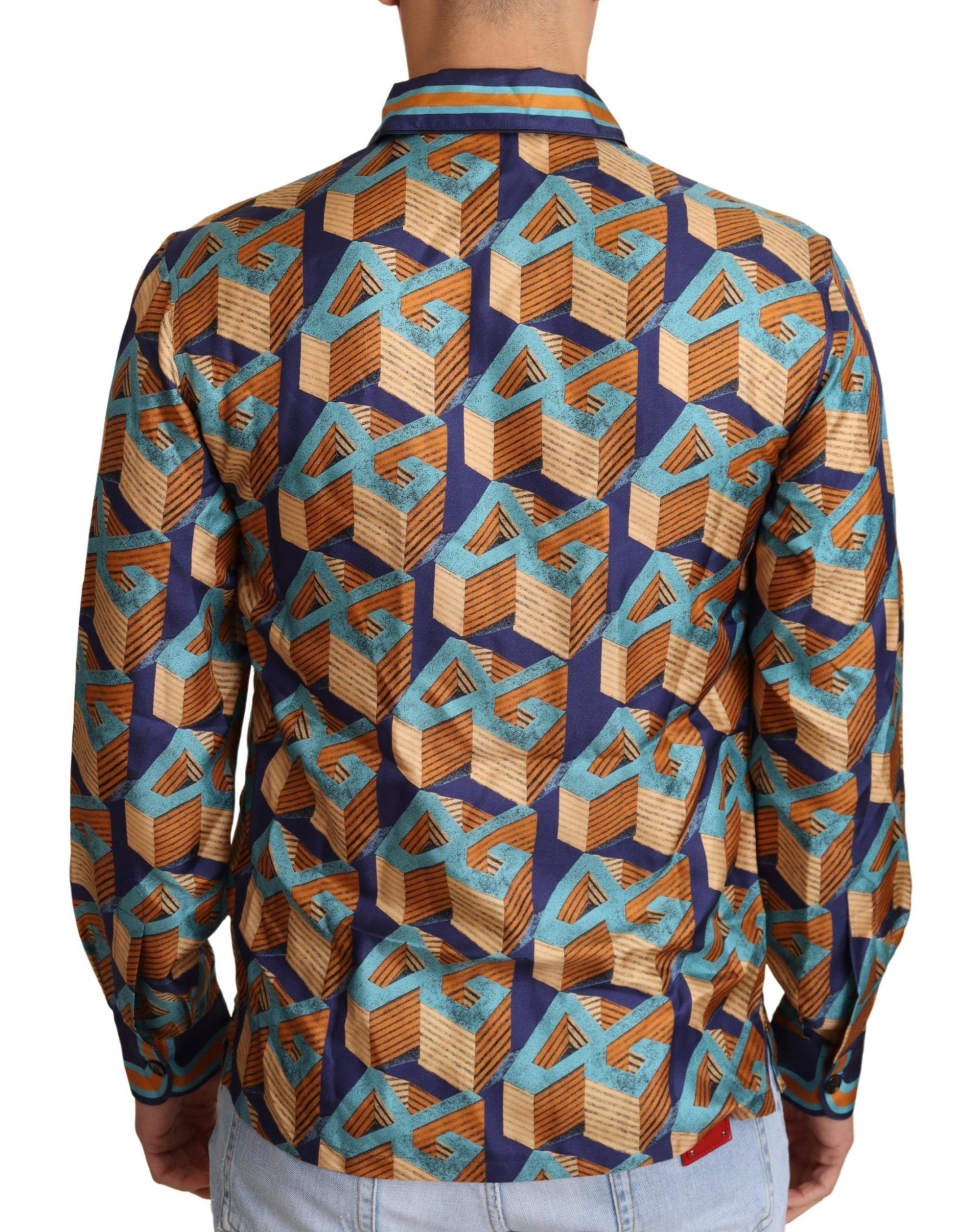 Chemise décontractée élégante en soie Dolce &amp; Gabbana avec logo DG