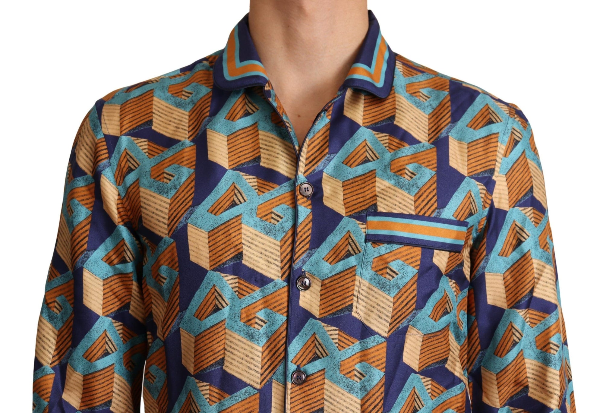 Chemise décontractée élégante en soie Dolce &amp; Gabbana avec logo DG