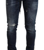 Dolce & Gabbana Blue Cotton Stretch Tattered Denim Jeans