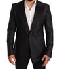 Dolce &amp; Gabbana Elegant Black Metallic Slim Fit Blazer Jacket