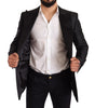 Dolce &amp; Gabbana Elegant Black Metallic Slim Fit Blazer Jacket