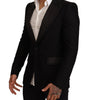 Dolce & Gabbana Black Wool Slim Fit Coat Blazer Jacket