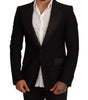 Dolce & Gabbana Black Wool Slim Fit Coat Blazer Jacket