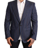 Dolce & Gabbana Blue Striped Wool Slim Fit Blazer Jacket