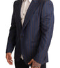 Dolce & Gabbana Blue Striped Wool Slim Fit Blazer Jacket