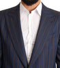 Dolce & Gabbana Blue Striped Wool Slim Fit Blazer Jacket
