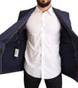 Dolce & Gabbana Blue Striped Wool Slim Fit Blazer Jacket
