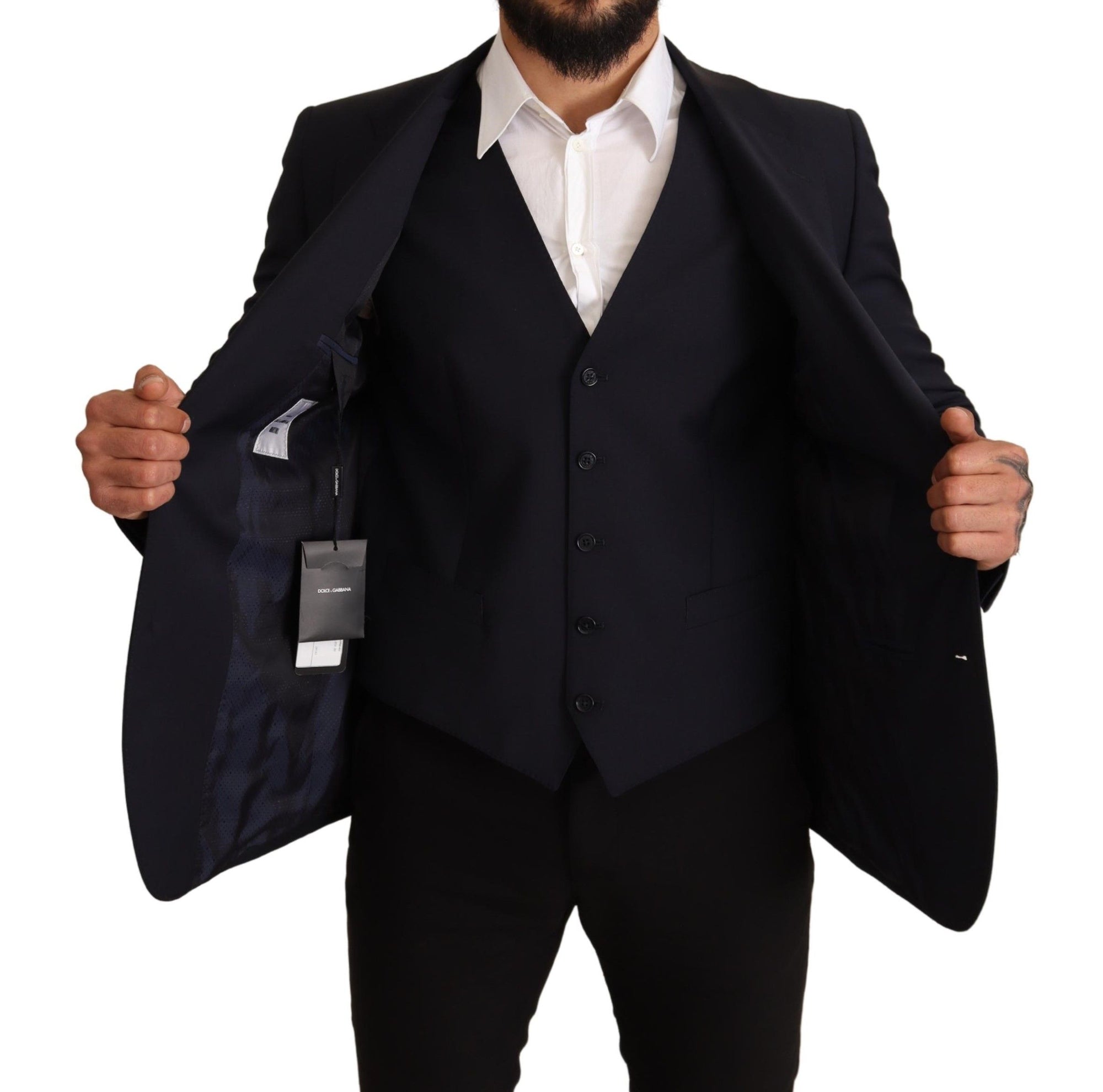 Costume Martini élégant en laine mélangée bleu foncé Dolce & Gabbana