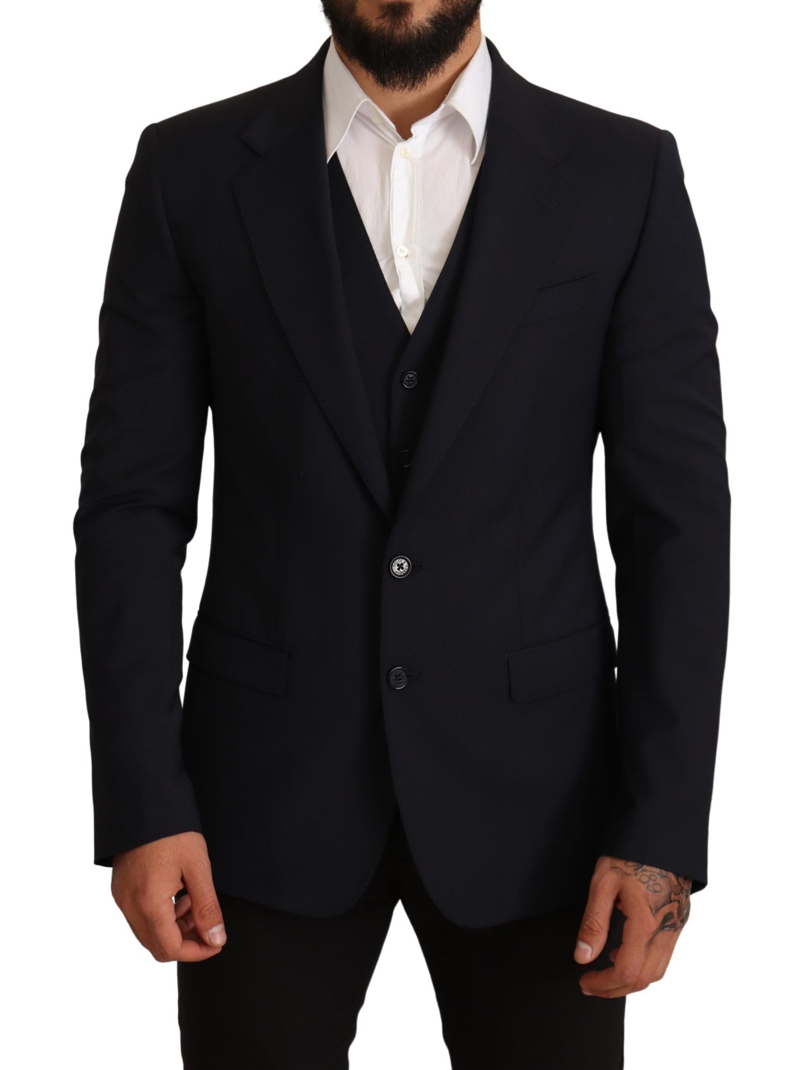 Costume Martini élégant en laine mélangée bleu foncé Dolce & Gabbana
