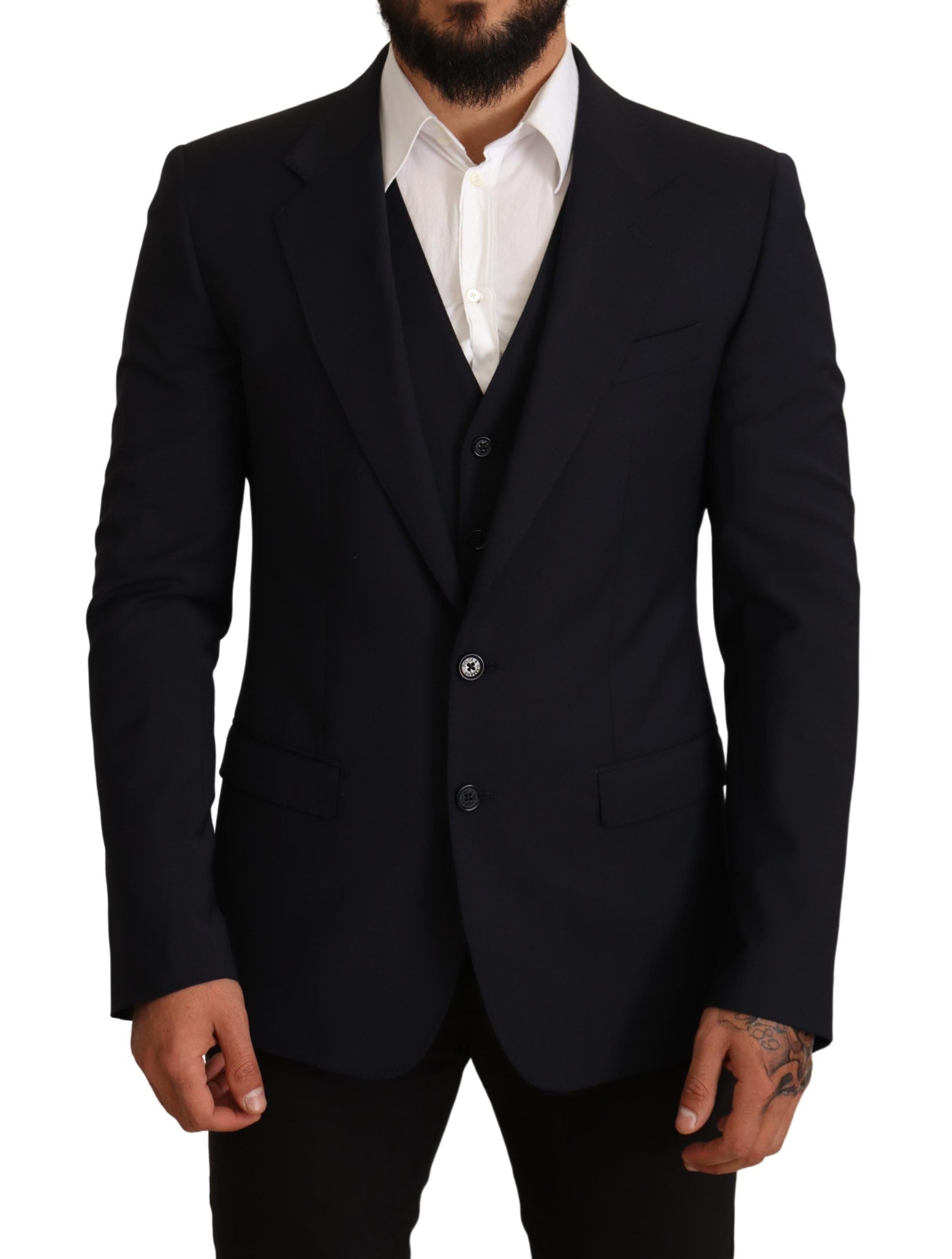 Costume Martini élégant en laine mélangée bleu foncé Dolce & Gabbana
