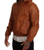 Dolce & Gabbana Brown Leather Lambskin Hooded Coat Jacket