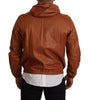 Dolce & Gabbana Brown Leather Lambskin Hooded Coat Jacket