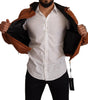 Dolce & Gabbana Brown Leather Lambskin Hooded Coat Jacket